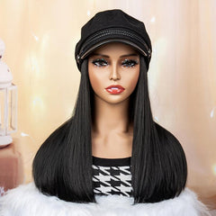 Long Straight Wig Hat for Women Easy to Wear Glueless