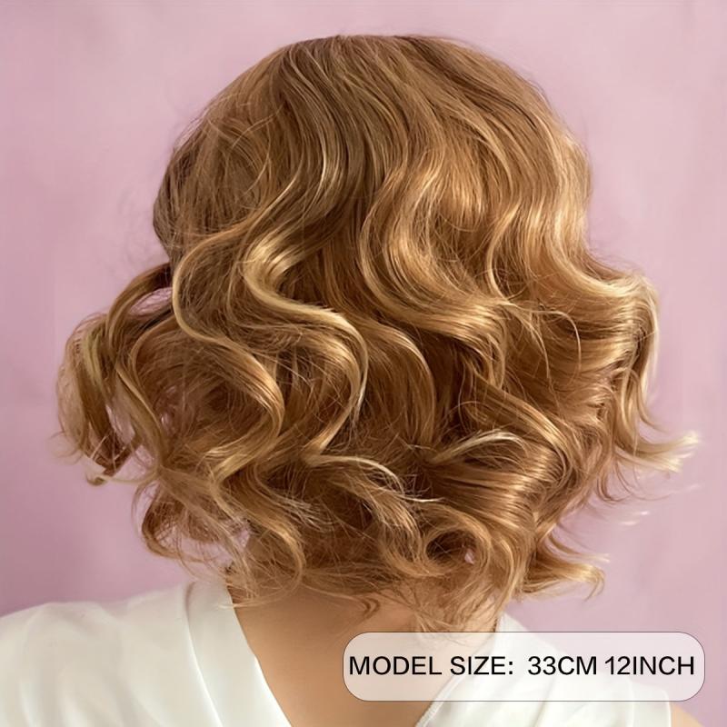 Short Bob Wavy Hair Wigs Bouncy Fluffy Hair Replacement Wigs for Women
