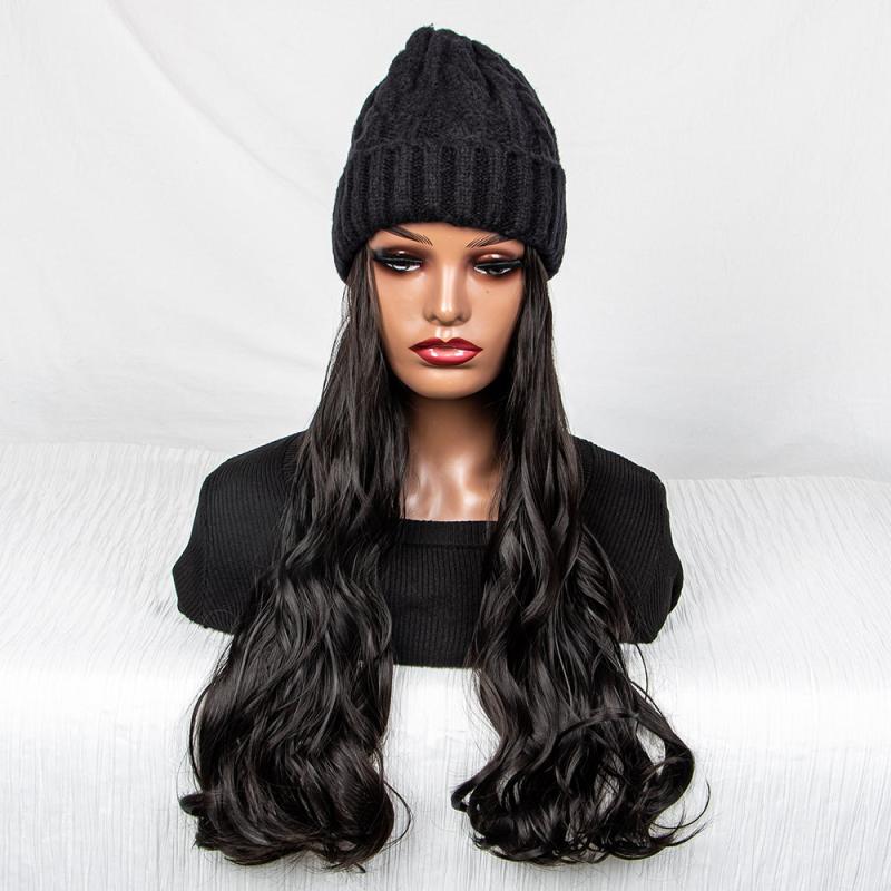 Wavy Curly Hair Extensions Beanie Hat Wig for Women
