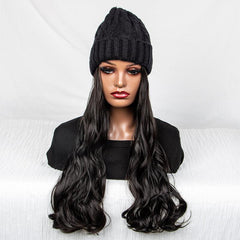 Wavy Curly Hair Extensions Beanie Hat Wig for Women