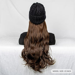 Wavy Curly Hair Extensions Beanie Hat Wig for Women