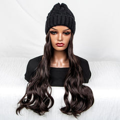 Wavy Curly Hair Extensions Beanie Hat Wig for Women
