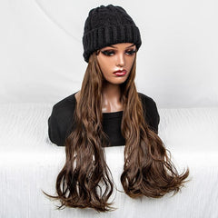 Wavy Curly Hair Extensions Beanie Hat Wig for Women