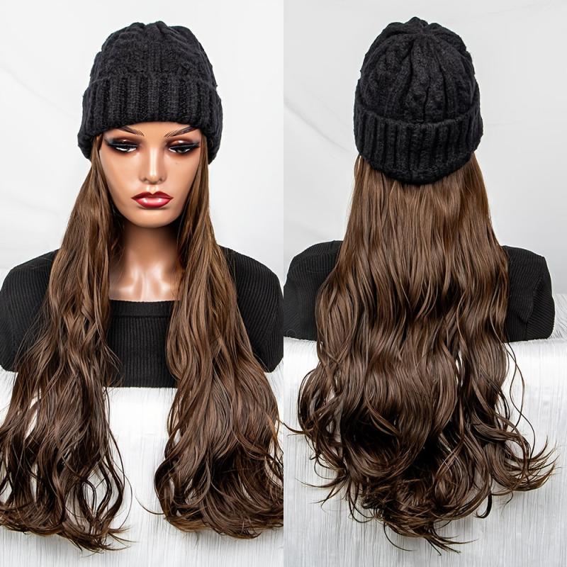 Wavy Curly Hair Extensions Beanie Hat Wig for Women