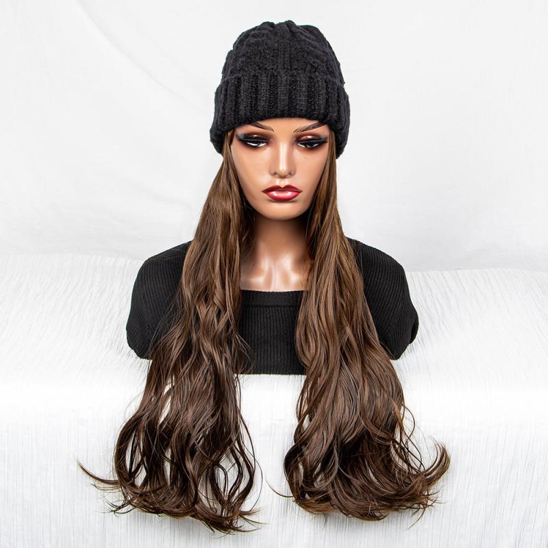 Wavy Curly Hair Extensions Beanie Hat Wig for Women