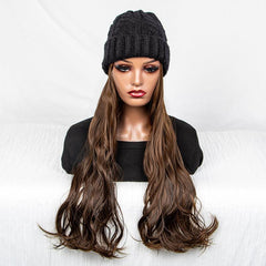 Wavy Curly Hair Extensions Beanie Hat Wig for Women