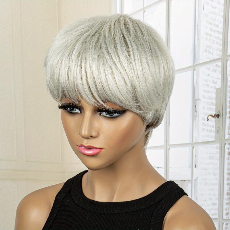 20-32cm Short Pixie Cut Wigs With Bangs - Synthetic Fiber None Lace Wigs