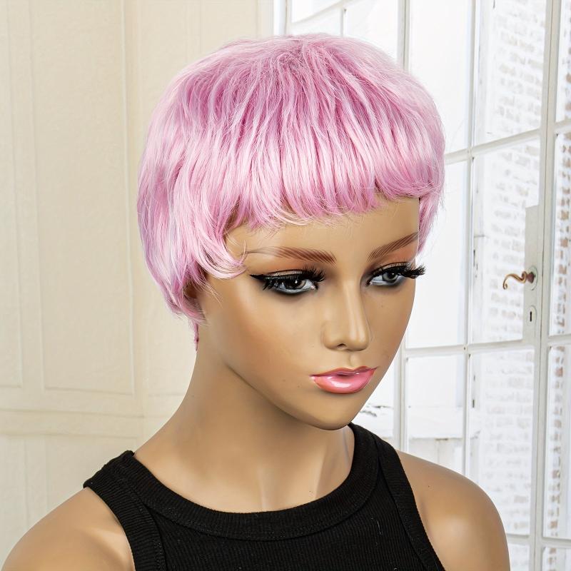 20-32cm Short Pixie Cut Wigs With Bangs - Synthetic Fiber None Lace Wigs