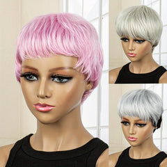 20-32cm Short Pixie Cut Wigs With Bangs - Synthetic Fiber None Lace Wigs