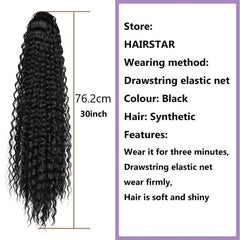 Long Curly Ponytail Extensions Drawstring Clip In Synthetic Hair Extensions