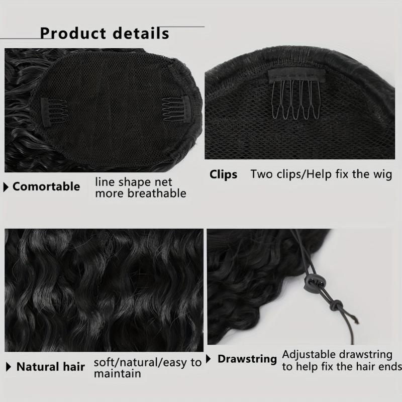 Long Curly Ponytail Extensions Drawstring Clip In Synthetic Hair Extensions