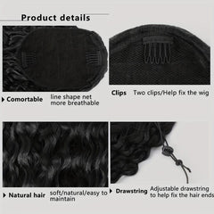 Long Curly Ponytail Extensions Drawstring Clip In Synthetic Hair Extensions