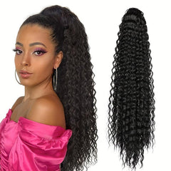 Long Curly Ponytail Extensions Drawstring Clip In Synthetic Hair Extensions