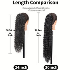 Long Curly Ponytail Extensions Drawstring Clip In Synthetic Hair Extensions
