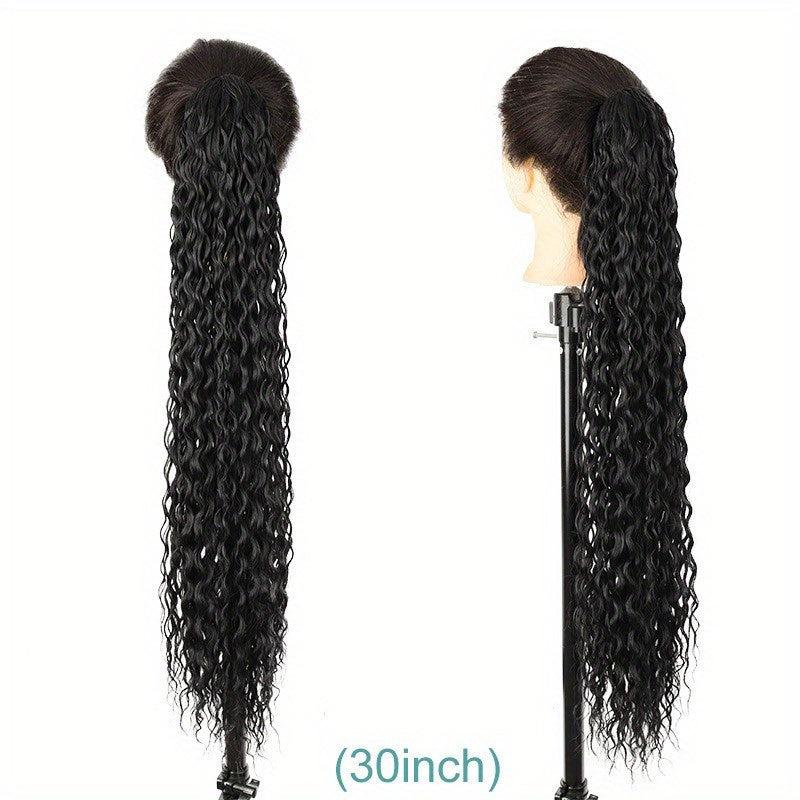 Long Curly Ponytail Extensions Drawstring Clip In Synthetic Hair Extensions
