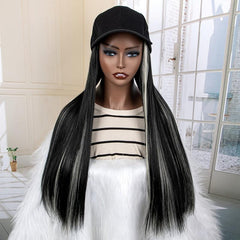 Synthetic Long Straight Baseball Cap with Highlight Hair Extensions