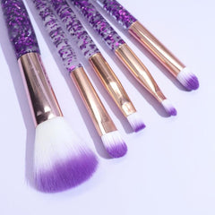 5pcs Purple Glitter Makeup Brushes Eyeshadow Face Powder Foundation Brush Set