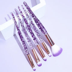 5pcs Purple Glitter Makeup Brushes Eyeshadow Face Powder Foundation Brush Set