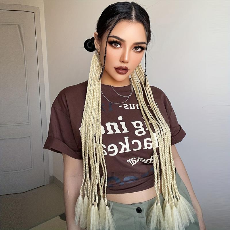 Rainbow Braid Hair Extensions Colorful Synthetic Ponytail Extension