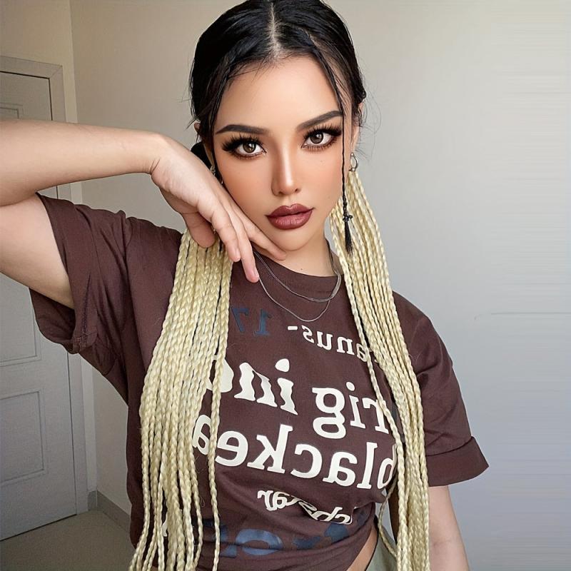 Rainbow Braid Hair Extensions Colorful Synthetic Ponytail Extension