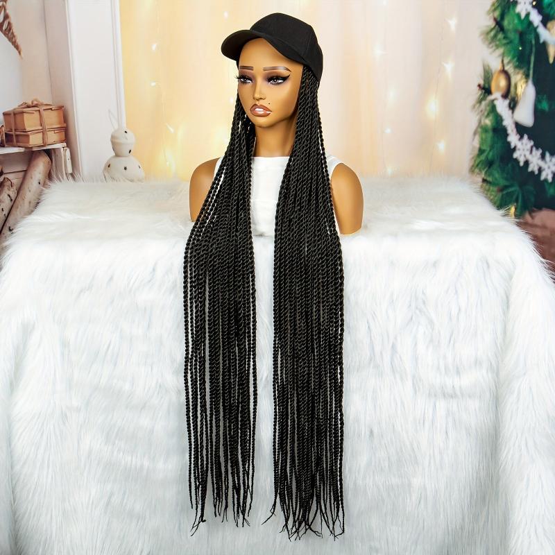 Long Braided Wig With Baseball Cap 96cm Synthetic Full Wig