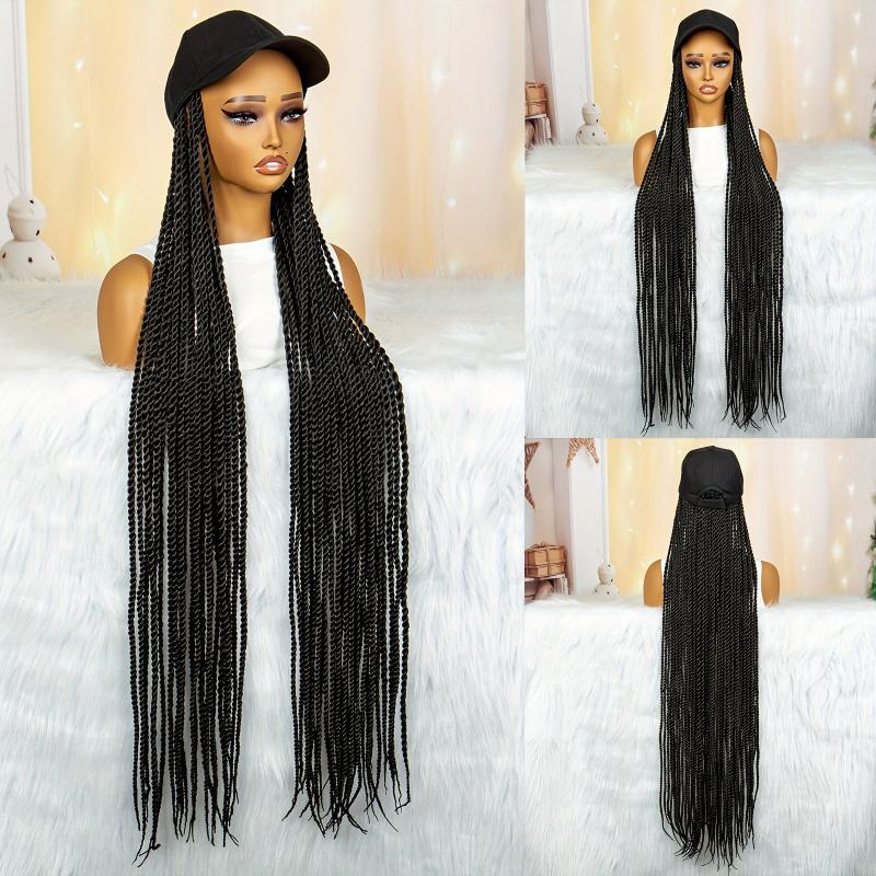 Long Braided Wig With Baseball Cap 96cm Synthetic Full Wig