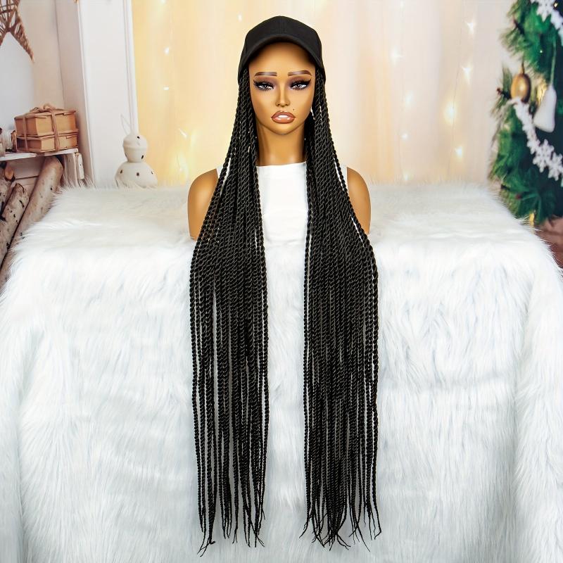 Long Braided Wig With Baseball Cap 96cm Synthetic Full Wig