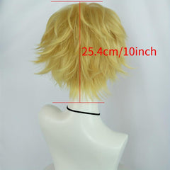 Yellow Short Straight Hair Wigs for Anime Cosplay Halloween Party