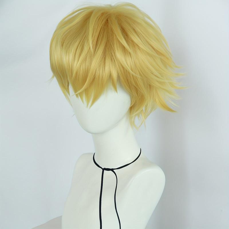 Yellow Short Straight Hair Wigs for Anime Cosplay Halloween Party