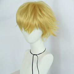 Yellow Short Straight Hair Wigs for Anime Cosplay Halloween Party