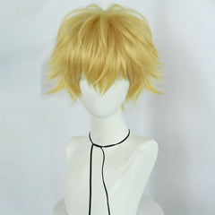 Yellow Short Straight Hair Wigs for Anime Cosplay Halloween Party
