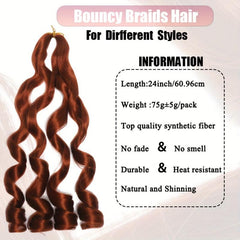French Curl Braiding Hair 60 96 Cm Bouncy Extensions Wavy Ends