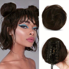 Synthetic Scrunchie Clip Small Hair Bun Ponytail for Women Girls