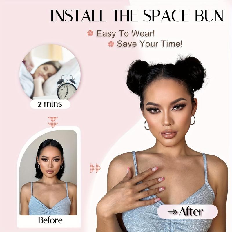 Synthetic Scrunchie Clip Small Hair Bun Ponytail for Women Girls