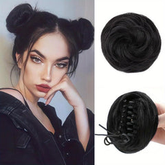 Synthetic Scrunchie Clip Small Hair Bun Ponytail for Women Girls