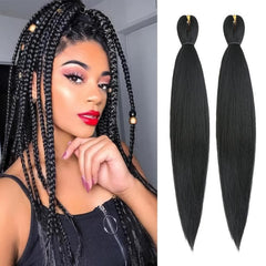 2 Packs Pre Stretched Braiding Hair Kanekalon 66 04 Cm Box Braids Hair Soft