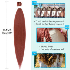 2 Packs Pre Stretched Braiding Hair Kanekalon 66 04 Cm Box Braids Hair Soft