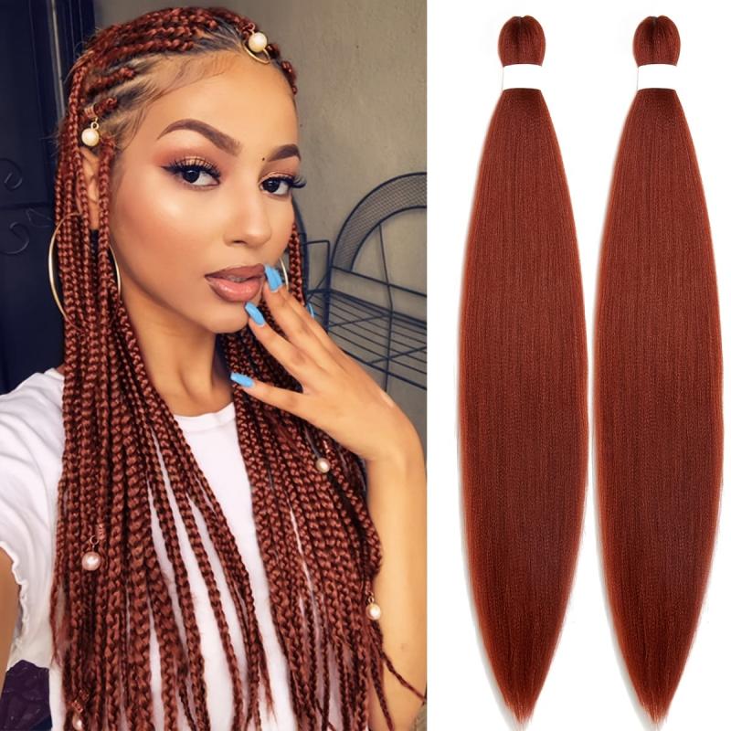 2 Packs Pre Stretched Braiding Hair Kanekalon 66 04 Cm Box Braids Hair Soft