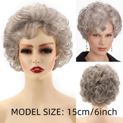 Gray Curly Pixie Cut Wig Natural Looking Short Silver Wigs for Women