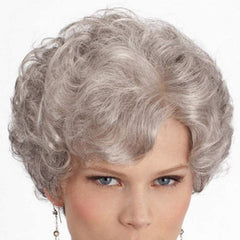 Gray Curly Pixie Cut Wig Natural Looking Short Silver Wigs for Women
