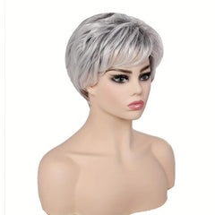 Gray Curly Pixie Cut Wig Natural Looking Short Silver Wigs for Women