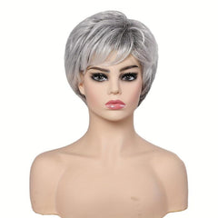 Gray Curly Pixie Cut Wig Natural Looking Short Silver Wigs for Women