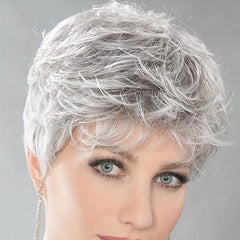Gray Curly Pixie Cut Wig Natural Looking Short Silver Wigs for Women
