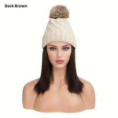 Women's Beanie Hat with Short Straight Hair Extensions Wig