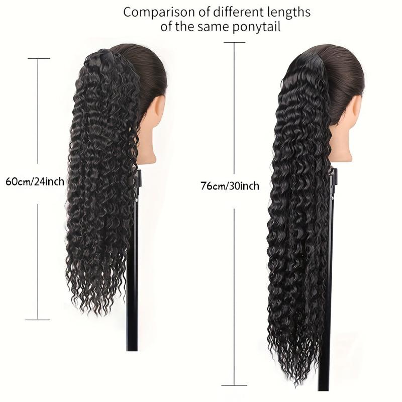Curly Drawstring Ponytail Hair Extensions Synthetic Clip In Natural Look