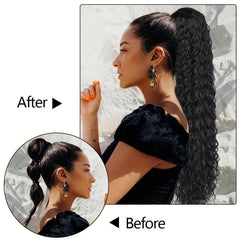 Curly Drawstring Ponytail Hair Extensions Synthetic Clip In Natural Look