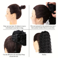 Curly Drawstring Ponytail Hair Extensions Synthetic Clip In Natural Look