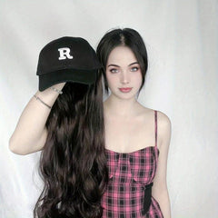 Long Wavy Hair Extension Hat Curly Wig Cap for Women