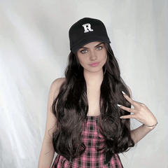 Long Wavy Hair Extension Hat Curly Wig Cap for Women