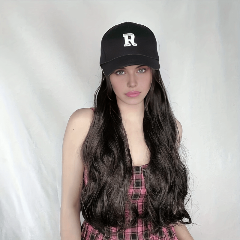 Long Wavy Hair Extension Hat Curly Wig Cap for Women